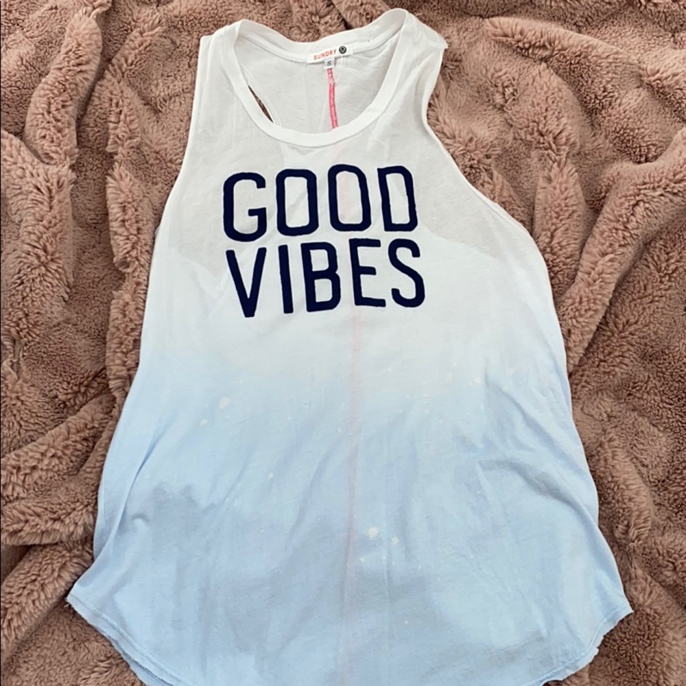 NWOT SUNDRY “Good Vibes” razorback tank